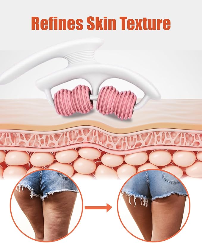 Cellulite Massage Roller - Anti-Cellulite Massager with Detachable Roller Handles for Thighs, Legs & Buttocks - Fascia Massage Tool for Lymphatic Drainage & Deep Tissue Therapy (Pink)