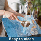 Marble Placemats Set of 6 Blue Marbles Plastic Table Mats Marble Theme Place Mats Wipe Clean Washable Holiday Table Decoration for Indoor Outdoor Party Kitchen Dining