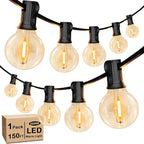 150FT LED Globe Outdoor String Lights, Dimmable Patio With 75+2 G40 Shatterproof Bulbs, Waterproof Outside Hanging, 2200K Commercial Backyard for Porch Bistro Party Balcony Garden