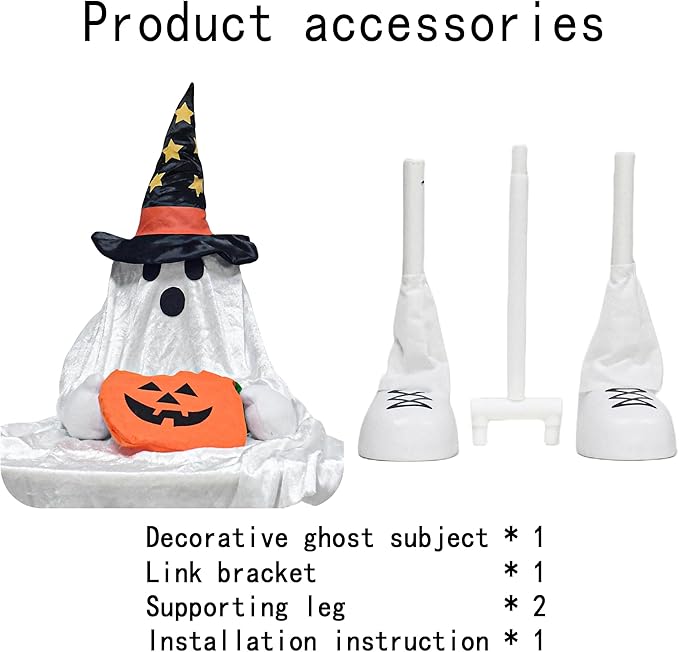 32" Front Porch Light up Halloween Pumpkin Figure Décor, Kit Standing Trick or Treat Indoor and Outdoor Decorations-Pumpkin