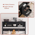 Lulive Hall Tree with Bench and Shoe Storage, 31.5" Coat Rack Freestanding with 2-Tier Storage Shelf, 6-in-1 Entryway Bench Coat Rack with 12 Hooks and 3 Drawers(Black)