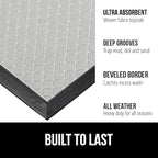 GORILLA GRIP 100% Waterproof All-Season WeatherMax Doormat US Designed Natural Rubber, Stain and Fade Resistant, Low Profile Indoor Outdoor Door Mats, Easy Clean Patio Mat, 17x29, Light Gray
