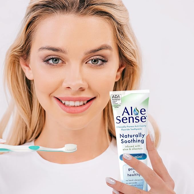 Naturally Soothing Toothpaste for Sensitive Teeth and Gum Care with Aloe Vera, Allantoin & Fresh Mint Flavor, Gentle & Natural, ADA Approved (5-oz, 12 Count)