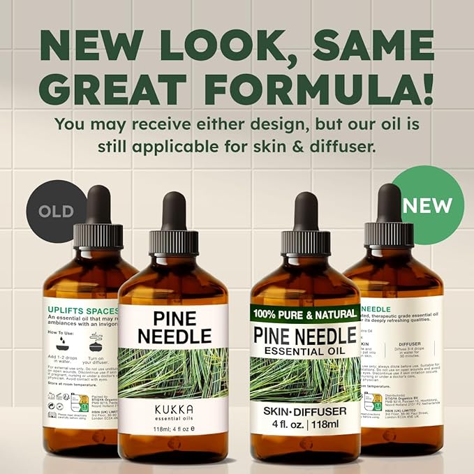 Kukka Pine Essential Oil for Diffuser - 4 Fl Oz - 100% Pure Natural Pine Oil, Woody Scent, for Candle & Soap Making Scent DIY