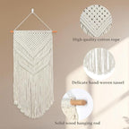 JONKASIPA Macrame Woven Wall Hanging, Bohemian Wall Decor, Handmade Woven Tapestry with Tassels, Delicate Lace Decor Crafts for Bedroom,Living Room or Farmhouse (Beige)