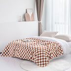LOMAO Throw Blankets Flannel Blanket with Checkerboard Grid Pattern Soft Throw Blanket for Couch, Bed, Sofa Luxurious Warm and Cozy for All Seasons (Maple Brown, 50"x60")