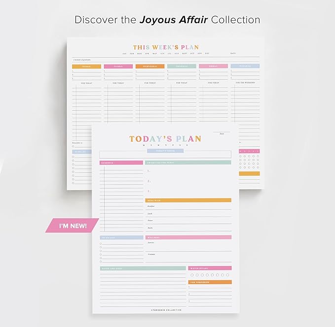 ThreeKin Weekly Planner - Premium 52-Sheet Tear-Off Notepad, 8.5 x 11 inches, Clean Colorful Design, Perfect for Work, School, Projects, and Entrepreneurs, Female & USA Owned Business