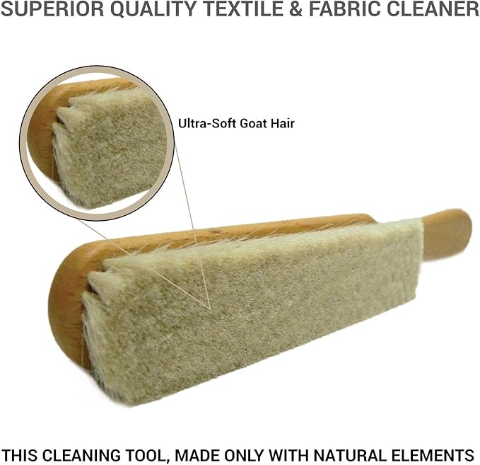 Valentino Garemi Ultra-Soft Goat Hair Cleaning Brush | for Elegant Delicate Flat Fabrics Suits, Jacket, Coats or Couch | Remove Dandruff, Dust, Pet Hair | Made in Germany