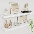 Fun Memories Floating Shelves for Wall, 30" Rustic Wood Deep Wall Mounted Shelves with Invisible Brackets for Decor & Storage, Floating Shelf for Living Room, Bathroom (White, Set of 2)