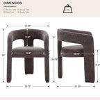 Charcoal Grey Chenille Dining Chairs Set of 2, Modern Barrel Dining Room Chairs Upholstered Accent Chair with Arms and Round Back for Living Room Kitchen Armchair No Assembly Needed