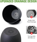 12/10/9 inch Big Flower Pots, 3 Pack Modern Decorative Plastic Planters with Drainage Holes and Tray, Plant Pots for Indoor Outdoor Plants, Black