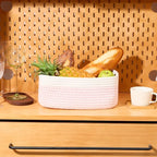 Small Storage Baskets for Organizing | Closet Organizer Bins | Shelf Toy Basket | Woven Rope Baskets | Cube Decorative Box | Shallow Basket | 11.5x7.5x4.7” | 3 Packs White Pink