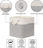 Bidtakay Fabric Basket Set - Large Square Organizer Bins, 13x13, Set of 3, White & Grey