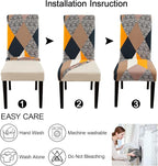 JQinHome Chair Covers for Dining Room 6 Pack,Magic Cube High Stretch Removable Washable Parsons Chair Slipcover for Home Party Hotel Wedding Ceremony (Geometric Patterns)