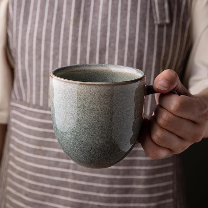 AmorArc 12oz Coffee Mugs, Ceramic Coffee Mugs set of 6 for Man, Woman, Dad, Mom, Modern Coffee Cups with handle for Latte/Cappuccino/Milk/Cocoa. Dishwasher&Microwave Safe, Reactive Glaze