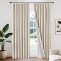 Joydeco Pinch Pleated Linen Curtains for Living Room, 100% Blackout Darkening Curtains 72 inches Length 2 Panel Thermal Insulated Pinch Pleat Drapes(Ecru,40'' Wx72'' L)