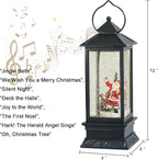 Eldnacele Christmas Snow Globe Lantern with Music, Battery Operated Lighted Swirling Glitter Water Lantern with Timer for Christmas Home Decoration, Santa