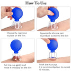 4 Size Facial Cupping Therapy Set Glass, Eye Face Vacuum Massage Anti Cellulite Cup - Silicone Cupping Massage Therapy, for Beauty Body Cup Fascia Massager (Gift Box Packaging-Blue)