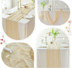 Sioloc 5 Pack Beige Cheesecloth Table Runner Fall Autumn Decor for Home 10ft Table Cloth for Tea Wedding Birthday Party Baby Bridal Shower Halloween Thanksgiving