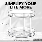 Clear Lazy Susan Organizer, Spice Rack Kitchen Cabinet Turntable, Pantry and Fridge Rotating Storage, Makeup Vanity for Skincare, Perfume, Cosmetic Dresser