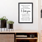 Before You Leave This Home Sign Wall Decor 16x11 Inch I Love You Inspirational Entryway Wood Framed Wall Hang Art (Black)