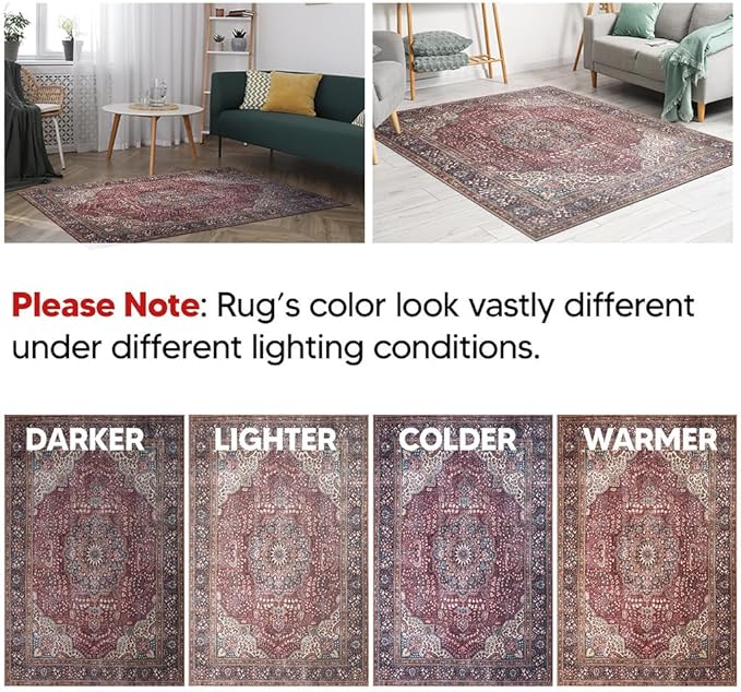 Keen Home Design 2x3 Rug - Machine Washable Entry Rug with Non-Slip Backing, Ideal for Enteryway, Kitchen, Bathroom, Laundry Room - Vintage, Easy Clean, Durable, Low Pile Rug - (2' x 3')