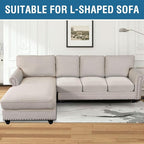 H.VERSAILTEX Super Stretch Individual Seat Cushion Cover Sofa Covers Couch Cushion Covers Slipcover Sets Thick Jacquard Textured Twill Fabric (3 Piece Sofa Cushion Covers, Ivory)