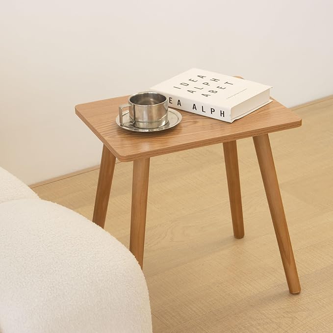AWASEN Mid Century Modern Side Table, Small End for Living Room Bedroom Office Small Spaces, Modern Side Table Nightstand with Solid Wood, Easy Assembly, (Brown)