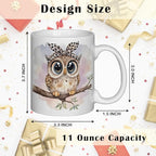 JINYO Coquette Leopard Bow Owl Mug, Cute Owl Coffee Cup, Gifts for Owls Lovers Women, Cute Wild Animal Ceramic Coffee Tea Mug 11 oz