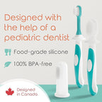 Cherish Baby Care Baby Toothbrush & Toddler Toothbrush Set (0-2 Years) - BPA-Free & Safety-Tested, 2023 Award Winner, Food-Grade Silicone (Teal)