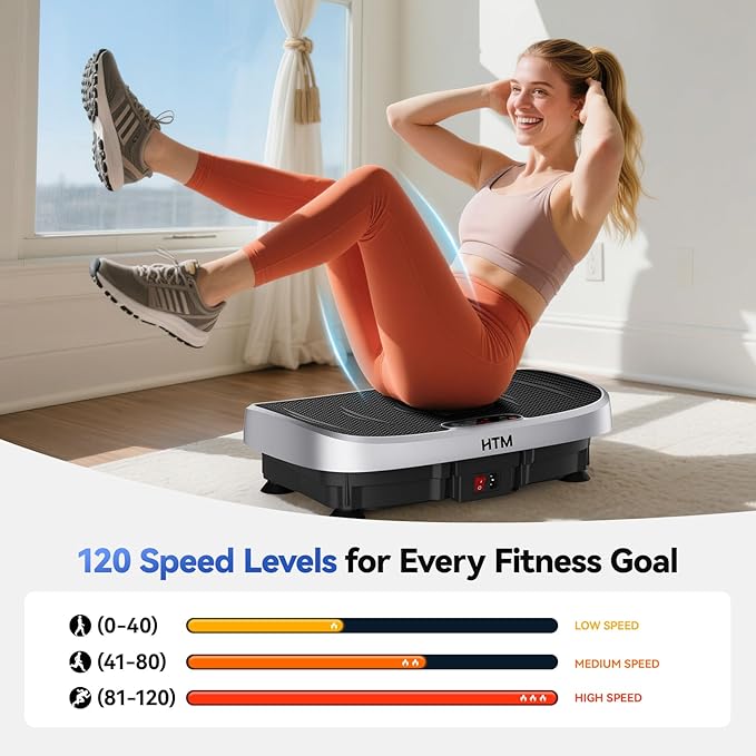 Vibration Plate Exercise Machine - 330lbs Weight Capacity, 120 Speed Levels, 5 Program Modes - Full Body Workout for Home Fitness, Toning & Wellness, LED Display, Low Noise Motor