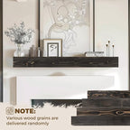 56x8x3 Fireplace Mantel - Handcrafted Hollow Rustic Solid Wood Wall Mounted Floating Shelf with Invisible Heavy Duty Wood Bracket (Weathered Black)