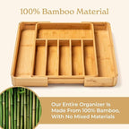 SMIRLY Silverware Drawer Organizer – Bamboo Kitchen Drawer Organizer, Adjustable Utensil Holder and Cutlery Tray, Drawer Dividers for Flatware and Kitchen Utensils