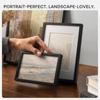 Homeforia 9x12 Picture Frame Black, High End Metal 9 x 12 Poster Frames with Mat 7 by 10 inch Photo, 9by12 Frame Matted to 7x10 in Art, 12x9 Wall or Tabletop Frames, Tempered Glass, Wall Kit, Set of 1