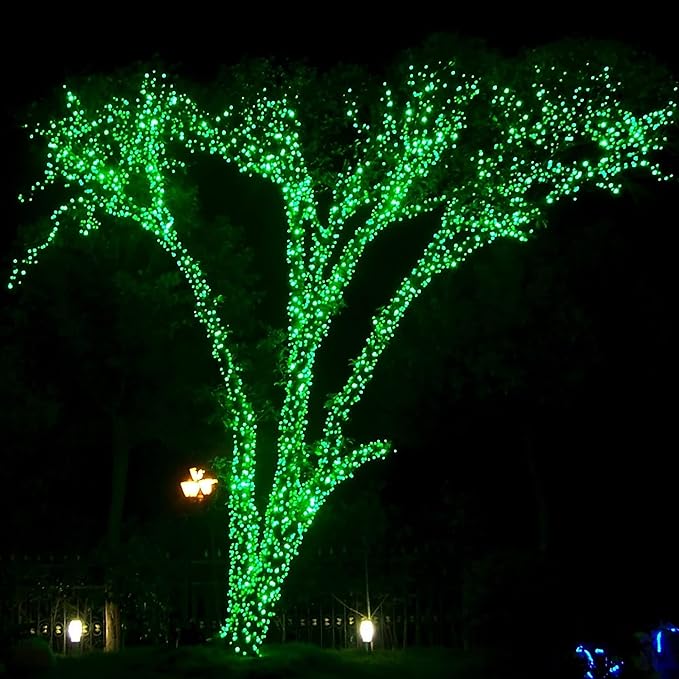 DAZZLE BRIGHT Christmas 300 LED String Lights, 100FT Connectable String Lights with 8 Lighting Modes, Xmas Vintage Decorations for Indoor Outdoor Party Supplies Yard Garden Decor (Green)