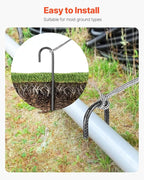 VEVOR Rebar Stakes, 16-Inch, Heavy-Duty 0.4 in Diameter J Hook, Galvanized Steel Ground Anchors with Chisel Point End & Rust-Resistant Coating, for Gardening Support, Fence, Camping Tents (16-Pack)
