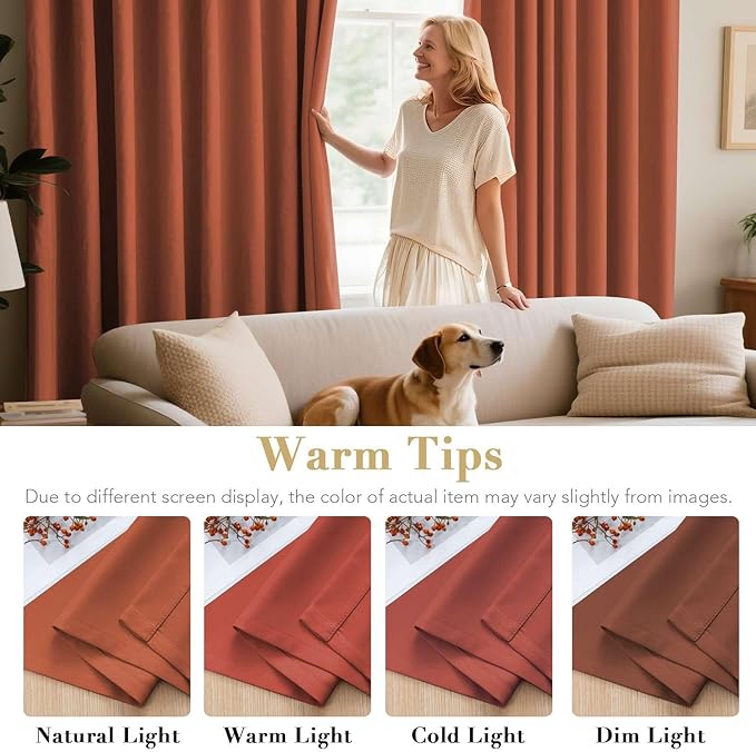 H.VERSAILTEX Thermal Insulated Blackout Window Panels Microfiber Formaldehyde-Free Kids Curtains for Holiday Season Home Decoration,Grommet Top,52 by 96 - Inch - Orange - Set of 2