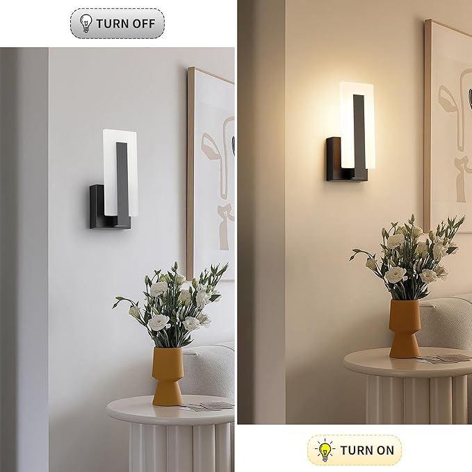 Joosenhouse Modern LED Wall Sconces Up and Down Wall Mount Light Black 3000K Warm White Wall Lights Set of 2, Indoor Wall Lighting for Hallways, Bedrooms, Hallways, Living Room Indoor Wall Lights