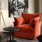 Oversized Accent Chair, Upholstered Modern Sofa Chair with Removable Backrest & Detachable Cover, 24.5" Deep Seat Large Reading Armchair for Living Room Bedroom - Chenille Terracotta Set of 2