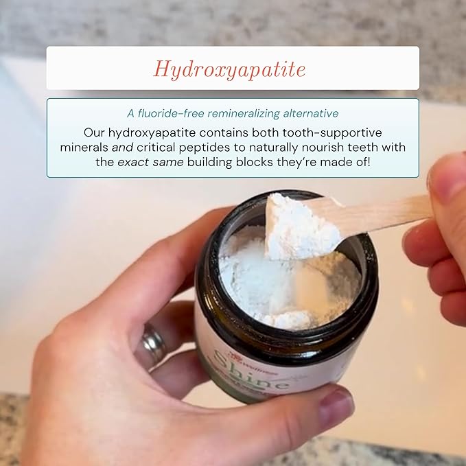 Shine Remineralizing Tooth Powder with Hydroxyapatite, Made in The USA, Flouride Free Tooth Repair, Natural Teeth Whitening Powder, Teeth Polish & Stain Remover, Cinnamon