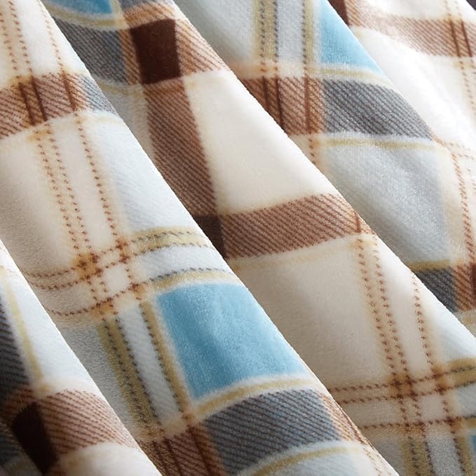 MERRYLIFE Throw Blanket Plaid Sherpa | Ultra-Plush Soft Colorful Oversized | Decorative Couch Travel Blanket | (50" 60", Island Travel)