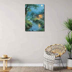 Moonlight under the big tree creek cabin scenery is suitable for posting in the living room bedroom office scenery poster wall painting