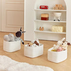 Small Cotton Rope Storage Basket Set of 3-11"x7"x7" Perfect Woven Baskets for Storage, Ideal Storage Baskets for Organizing Toys, Towels, and More - Baskets for Shelves and Home Decor（White）