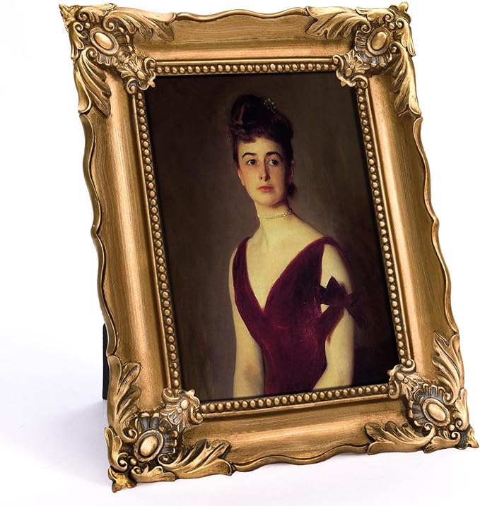 5x7 Vintage Picture Frame with Embossed Flower Design, Ornate Gold Frame for 5x7 Pictures, Hand-Crafted Resin Antique Frames for Tabletop & Wall Hanging, Home Decor (Bronze)