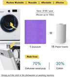 Swedish Dishcloths for Kitchen | 6 Pack Absorbent Cellulose Sponge Cloths Washable | Non-Scratch Reusable Paper Towels Quick Drying Cleaning Cloths - Purple