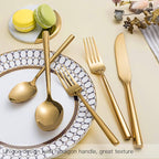 Gold Silverware Set Flatware Set Stainless Steel Cutlery Set 60 Pieces Thick Heavy Hexagon Handle Service for 12