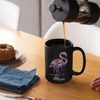 Beautiful Flamingo Animal Mug, Customized Name Flamingo Coffee Cup, Personalized Flamingo Lover Black Mug, Gift For Girlfriend, Colorful Animal Cup, Custom Flamingo Ceramic Cup 11oz 15oz