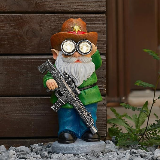 Funny Garden Gnomes Statue Outdoor Decor, Solar Telescope Gnome Decorations for Yard, Lawn, Patio, Porch, Fathers Day Birthday Housewaming Gifts for Dad, Men, Husband, 10.6 Inch, Resin