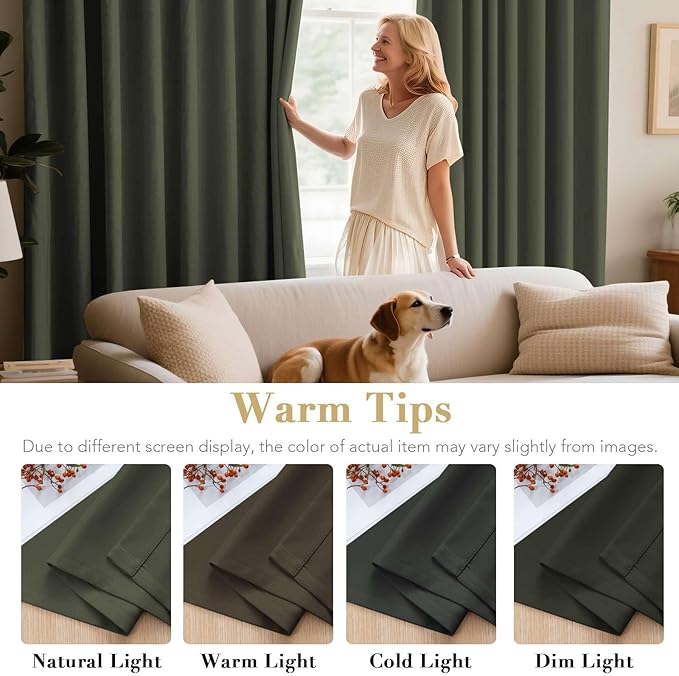 H.VERSAILTEX Thermal Insulated Blackout Window Panels Microfiber Formaldehyde-Free Kids Curtains for Holiday Season Home Decoration,Grommet Top,52 by 96 - Inch - Olive - Set of 2