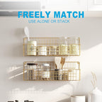 Spice Rack, 4-Pack Seasoning Organizer Wall Mounted for Kitchen Storage Organization, Metal Spice Holder Shelf for Cabinet, Pantry, Gold